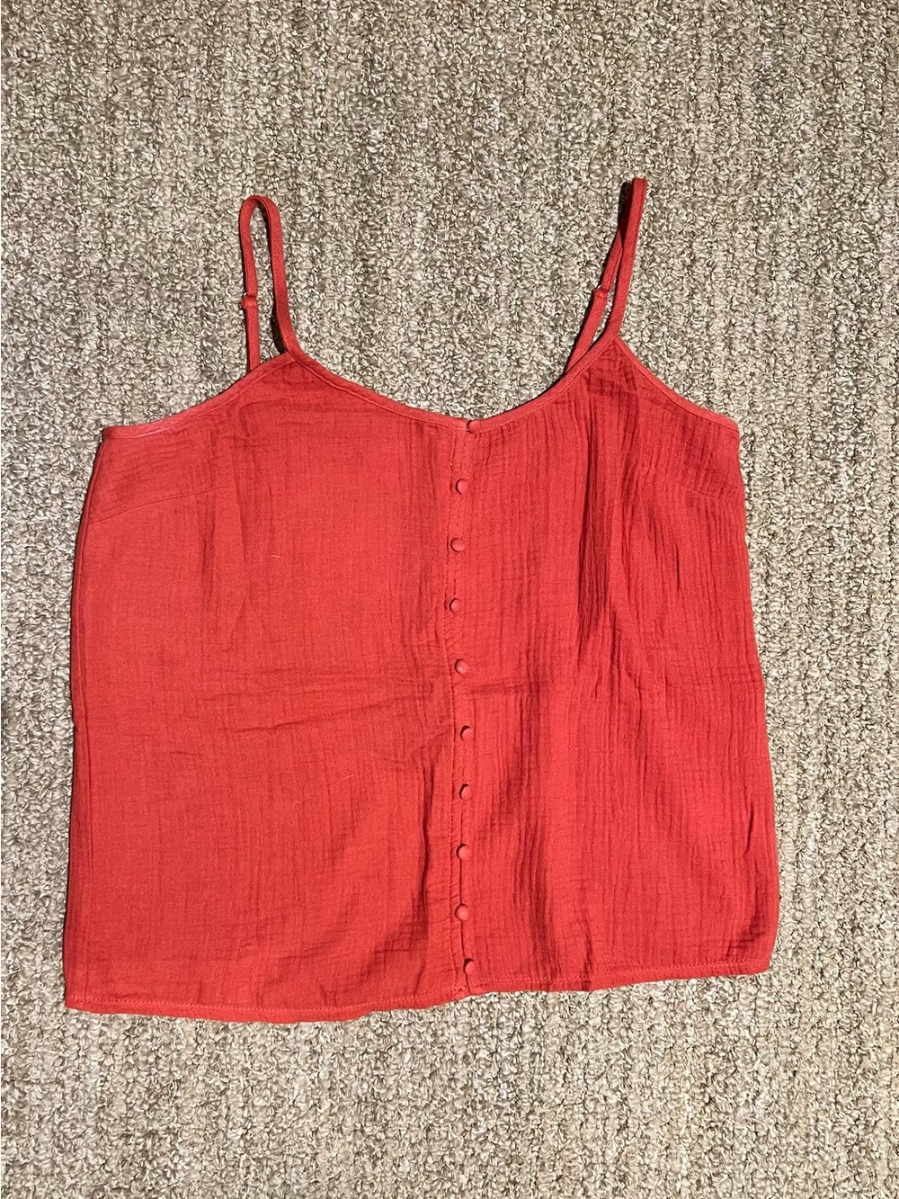 Burnt Orange Spaghetti Strap Button-Front Tank Top
